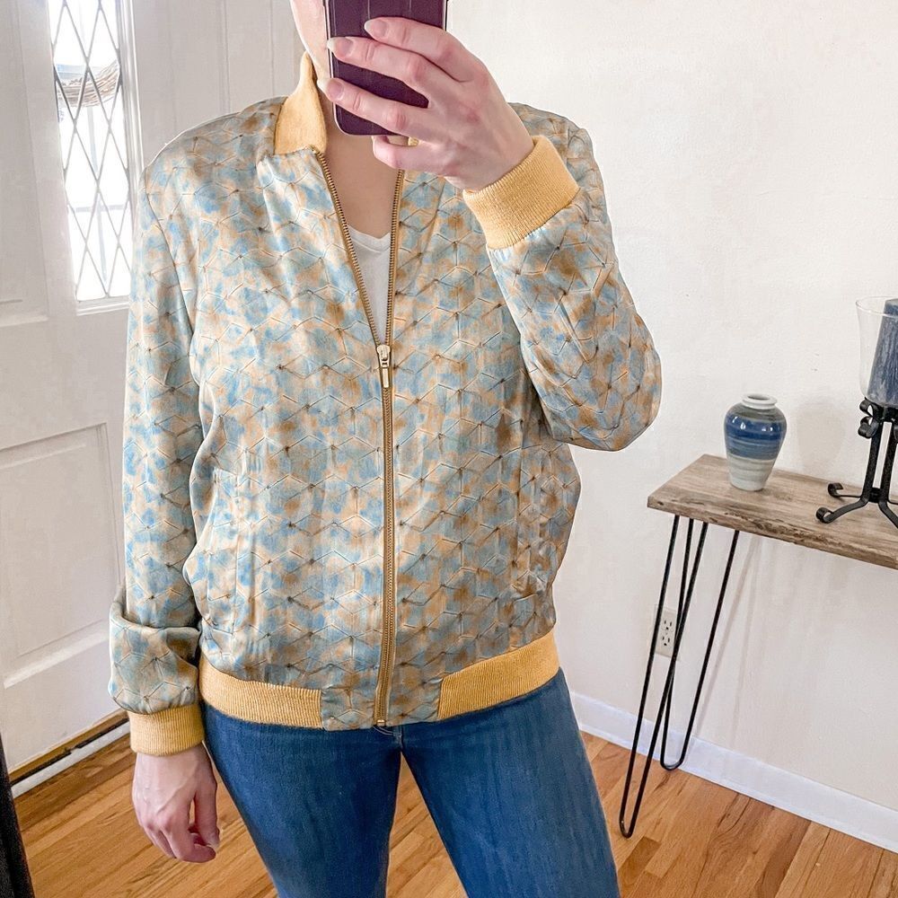 Maison Pere Twill Bomber Jacket Yellow Blue S